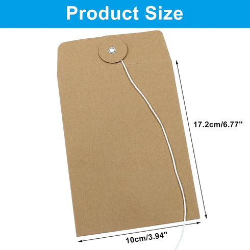 20 Pcs String Tie Closure Kraft Paper Envelope, 14x10cm/5.51x3.94inch Vintage Brown Envelopes Square Small Envelopes for Photo Card Document Coin ...
