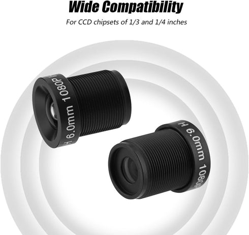 CCTV Camera Lens 6mm CCTV Camera Lens 2 Million Pixels 24-Hour IR Security Camera Lens with 58°Suitable for CCD chipsets of 1/3 and 1/4 inches...