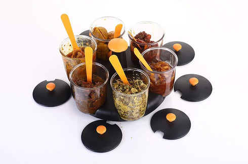 G & D Revolving Plastic Multi Purpose Aachar Pickle Container Masala Tray Dining Spice Stand Jar Box Transparent Condiment Set Masala Rack revolvi...