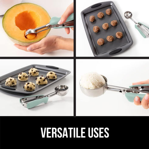 GORILLA GRIP Stainless Steel Cookie Scoop for Baking, 2 TBSP, Multipurpose Melon Baller, Meatball Spring Scoops, Perfect Portion Sizes, Easy Food ...