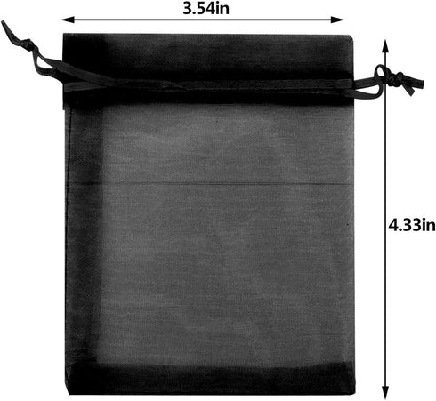 50pcs Organza Bags 3.54''x4.33''(9x11cm) Satin Drawstring Organza Pouch Wedding Party Favor Gift Bag Jewelry Watch Bags -Black...