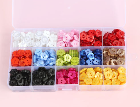 525pcs 1/2 inch (12.5mm) 11 Colors Flower Shape Resin Buttons for Sewing Blouse Shirts 2 Holes Button DIY Crafts Projects Scrapbooking DIY Project...