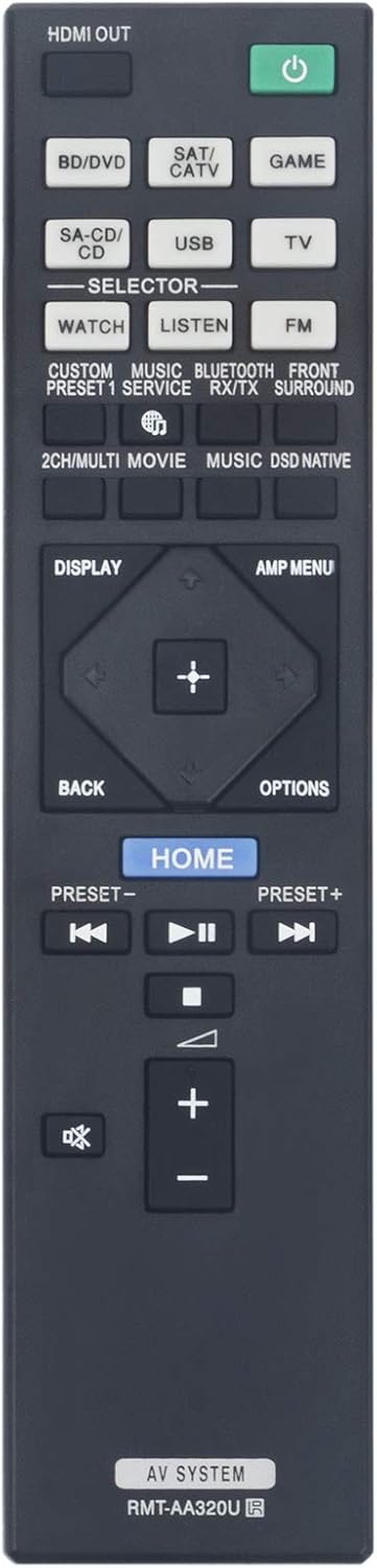 RMT-AA320U Replacement Remote Control fit for Sony Multi Channel AV Receiver STR-ZA810ES STR-DN1080...