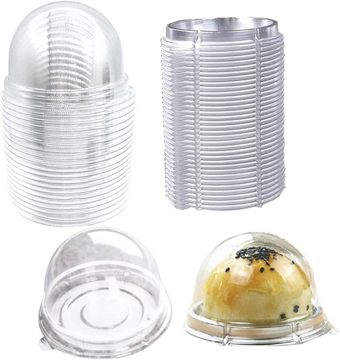 EchoDone 50 Set Clear Plastic Mini Cupcake Boxes Muffin Pod Dome Muffin Single Container Box Wedding Birthday Gifts Boxes Supplies (Silver)...