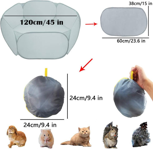 Small Animal Cage Tent Playpen with Fabric,Reptiles Cage,Breathable Transparent Pet Playpen Pop Open Outdoor/Indoor Exercise Fence,Portable Yard F...
