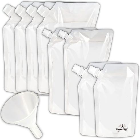 Concealable And Reusable Cruise Flask Kit - Sneak Drinks Anywhere - 4 x 32 oz + 2 x 16 oz + 2 x 8 oz + 1 funnel...