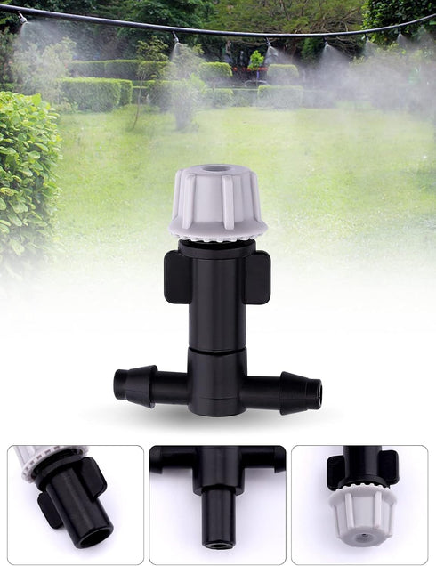 Kalolary 100 Pairs Misting Drippers Atomizing Sprinkler with Tee Joints for Misting Watering Plant Automatic Grip Irrigation Kits Lawn Garden Supp...