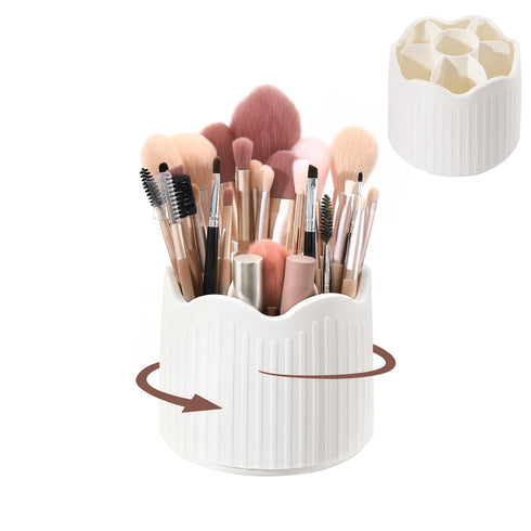 Luxspire Makeup Brush Holder Organizer, 360° Rotating Makeup Brush Organizer with 7 Slots, Multi-Purpose Makeup Holder for Brushes Eyebrow Pencil ...
