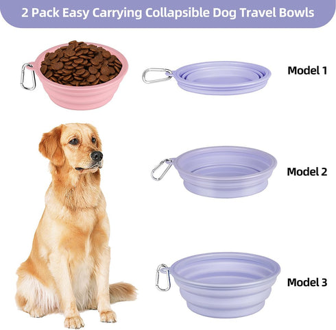Kytely Collapsible Dog Bowls X-Large (1500ml), 2 Pack Foldable Dog Travel Bowls, Portable Dog Water Food Bowl with Clasp, Pet Feeding Cup Dish for...