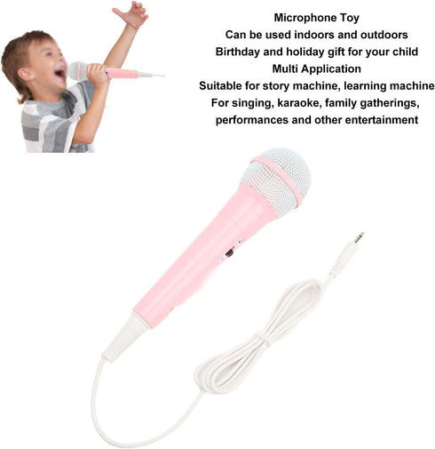 ASHATA Wired Kids Microphone, Classic Blue Kids Dynamic Microphone, 3.5mm Jack Lightweight Kids Mic for Singing, Karaoke, Parties, Performances ()...