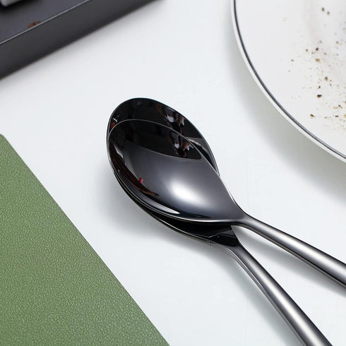 Black Tea Spoons, 6-Piece Silverware Set, Stainless Steel, 6.6 Inches, Dishwasher Safe...