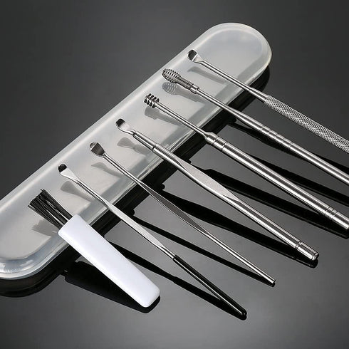 Ear Pick Ear Curette Earwax Pick Removal Tool Kit 8 Pcs, Stainless Steel Ear Hygiene Care Sets with Storage Box...