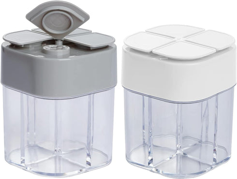 2 Pack 4 in 1 Spice Container Salt and Pepper Shaker Transparent Seasoning Shaker Can Filter Lumps Spice Jars for Home Restaurant Camping Travel C...