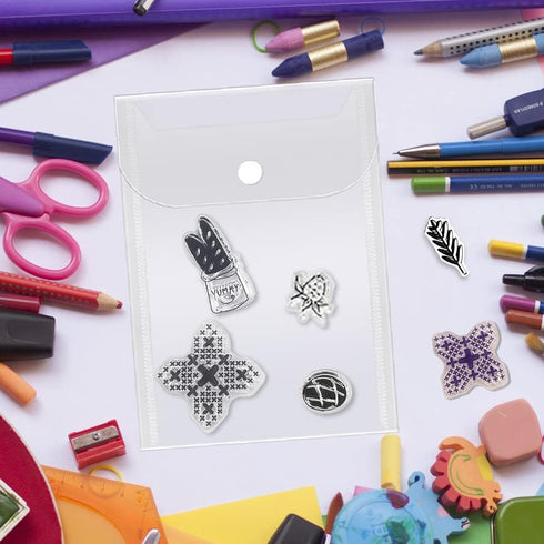 40 Pack Stamp and Die Storage Pockets, Reusable Small Plastic Envelopes Waterproof Sticker Organizer Receipt Holder Photo Storage Folders (5" x 7"...