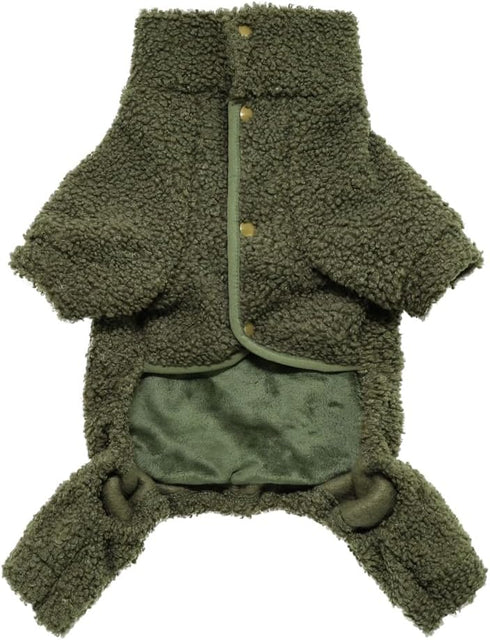 Fitwarm Dog Argyle Puffer Pajamas, Turtleneck Dog Clothes for Small Dogs Girl Boy, Pet Onesie with Feet, Fuzzy Cat Outfit, Olive Green, XXL...