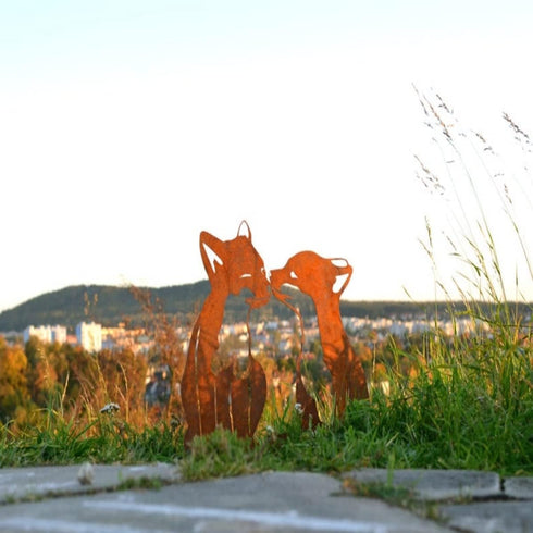 Garden Outdoor Fox Decoration Rusty Metal Yard Art Animal Corten Steel Garden Decor Decoration Stake Gift Handmade Wall Art for Yard Lawn Trees Fe...
