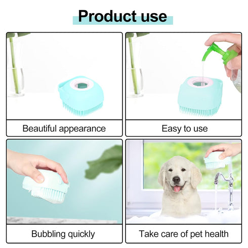 Bath Brush Silicone, Massage Soft Brush Dog Cats, Pet Massage Brush Bubble Body Wash Brush-blue...