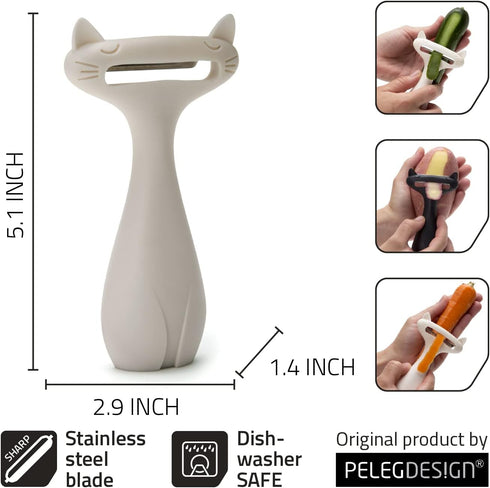 Peleg Design CatPeeler Cute Vegetable Peeler, Cat Design Peeler for Potato Carrot Fruit, Kitchen Utensil Décor (White)...