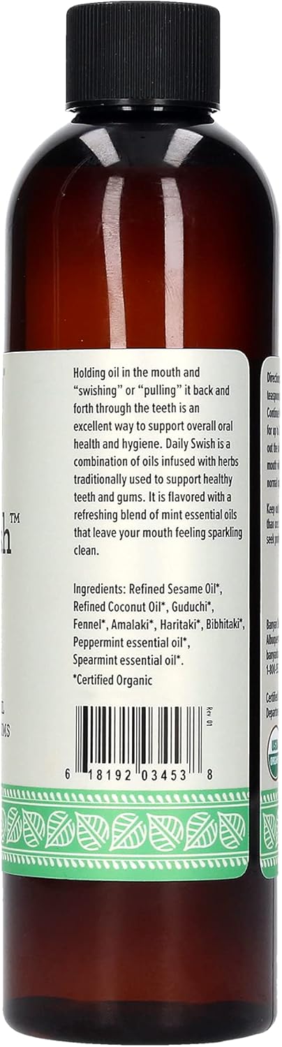 Banyan Botanicals Daily Swish Mint – Organic Ayurvedic Oil Pulling Mouthwash with Coconut Oil – for Oral Health, Teeth, & Gums* – 8oz – Non GMO Su...