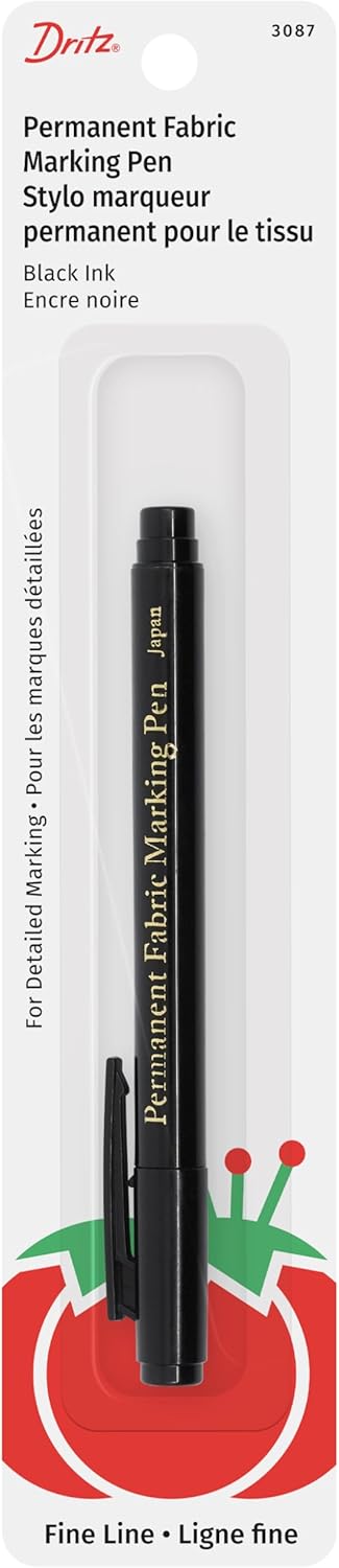 Dritz 3087 The Fine Line Permanent Fabric Marker, Black, 8.5 x 2.88 x 0.38...