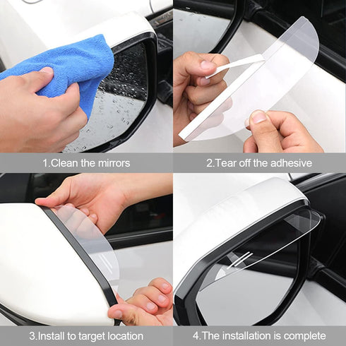 2PCS Car Rear View Mirror Rain Visor Guard, Carbon Fiber Car Side Mirror Rain Eyebrow, Waterproof Auto Mirror Rain Visor Smoke Guard, Universal fo...