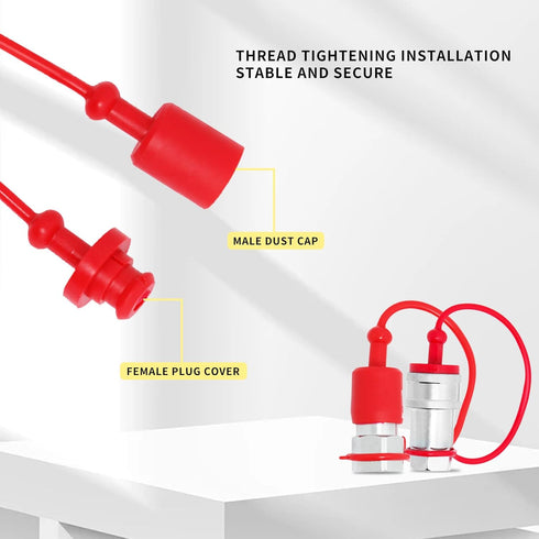 1/2" ISO5675 Hydraulic Coupling Dust Cap and Plug,Red Rubber Male Dust Cap and Female Plug Covers for Hydraulic Quick Coupler 4set...
