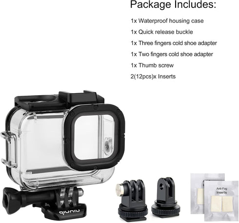 Standard Protective Waterproof Dive Housing Case for GoPro Hero 9,10, 11 and 12 Black Action Camera - Up to 45 meters - Protective Lens Removal NO...