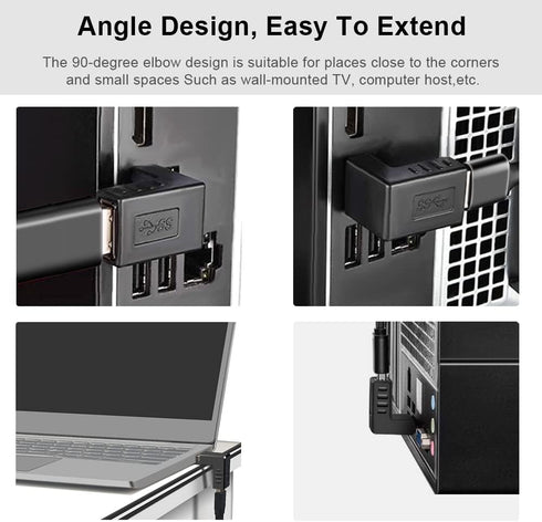 USB 3.0 Adapter 90 Degree Male to Female Combo Vertical Up and Down Angle Coupler Connector...
