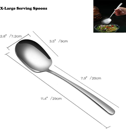 X-Large Serving Spoons Set, 304 Stainless Steel Buffet Serving Spoons, 11.4 Inch Tabletop Serving Utensil Serving for Casseroles, Veggies, Stewed ...