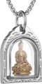 HZMAN Vintage Stainless Steel Tibetan Amitabha Buddha Pendant Mala Prayer Buddhist Necklace Lucky Amulet...