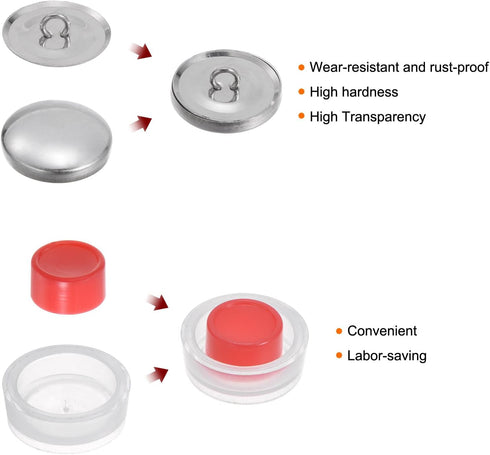 HARFINGTON 200 Sets Self Cover Button Kit 36L 0.9" 23mm with Wire Backs Aluminum Buttons to Cover Fabric Button Maker Covered Buttons Kit with 4 T...