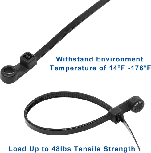 300pcs Zip Ties with Screw Hole, 6 inch 48lbs Electrical Cable Ties Straps, Mount Head Plastic Ties Multipurpose Heavy Duty Nylon Zip Tie for Indo...