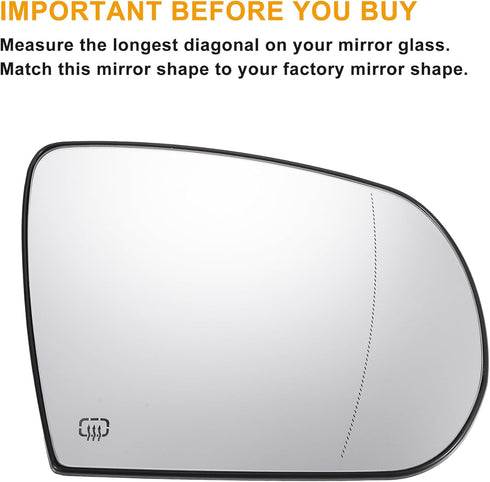 X AUTOHAUX Car Rearview Right Passenger Side Mirror Glass Replacement W/Backing Plate Heated White Glass for Jeep Cherokee 2014-2019 for Jeep Comp...