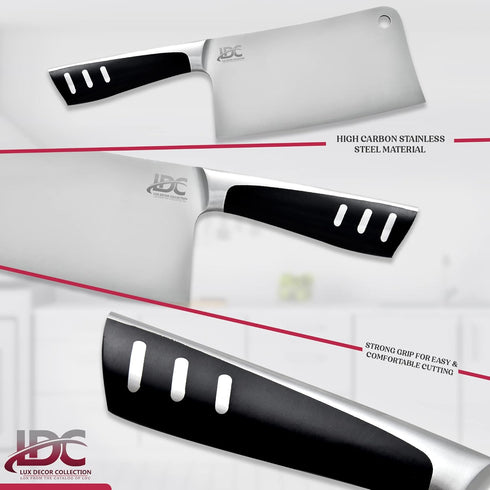 LDC Meat Cleaver 7" Inch Knife - High-Carbon Stainless Steel for Heavy-Duty, Chef Knife for Meat and Vegetable Slicing, Mincing and Chopping....