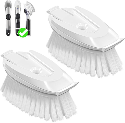 Brush Refills for OXO Dish Brush - 2 Pack Dish Brush Cleaning Soap Dispensing Head Replacement for Scrubber (White)...