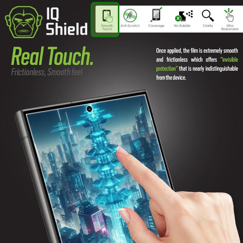 IQShield 2 Pack for Samsung Galaxy S24 Ultra Screen Protector: Clear TPU Film, Bubble-Free Installation, Scratch-Resistant, Case Friendly, HD Clar...
