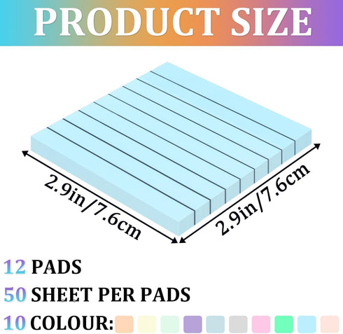 600 Sheets Transparent Sticky Notes with Lines, 3x3 Inch Colorful Annotation Sticky Notes, Waterproof See through Sticky Notes or School Supplies ...