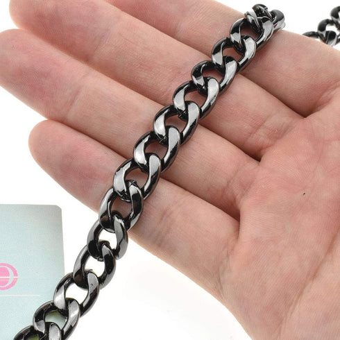 HAHIYO Purse Chain Strap Length 47.2” Bright Black for Shoulder Cross Body Sling Purse Handbag Clutch Bag Replacement Strap Comfortable Flat 0.4” ...