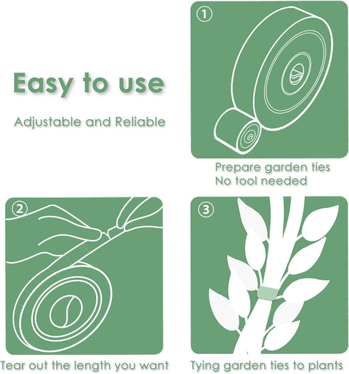 Garden Tie Green Strap Plant Supports Gentle on Plants Pre-cut Design Tearable Reusable Sturdy Multi-Purpose for Home Garden Balcony Office (32.8f...