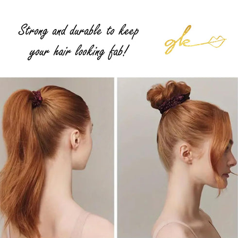 Soft Mulberry Silk Non Slip Colorful Scrunchies 4 Pack-Thin Elastic Ponytail Girls Hair Ties | Skinny Slim Srunchie for Thin & Thick Hair | No Cre...