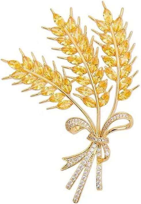 Yellow Wheat Brooch Gold Wheat Diamond Brooch Set Lapel Jacket Brooch Women Suit Lapel Brooch...