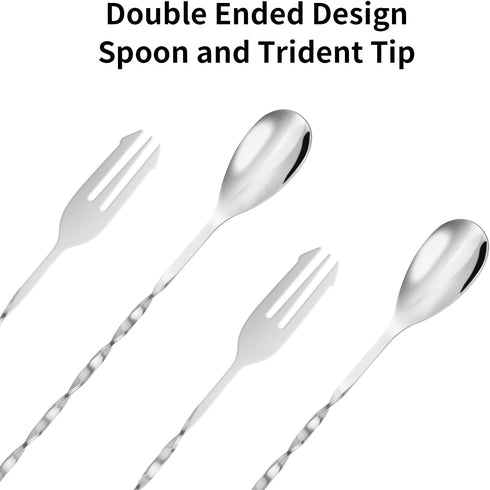 Bar Spoon Cocktail Mixing Spoon - Cuttte 2pcs Cocktail Spoon Long Handle 12.7 Inches, Stainless Steel Drink Stirrers Cocktail Stirrer with Trident...