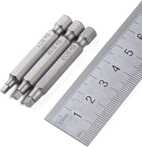 6Pcs 1/4 Inch Shank Long Magnetic Square Head Screwdriver Bits Set Power Tools SQ1 SQ2 SQ3 (50mm)...
