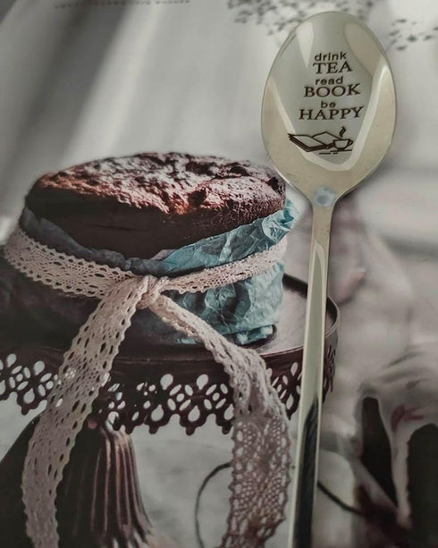 Tea Book Gifts Spoon for Women Men Drink Tea Read Book be Happy Spoon for Daughter Friends Tea Book Lover Gift for Teen Christmas Birthday Gifts f...