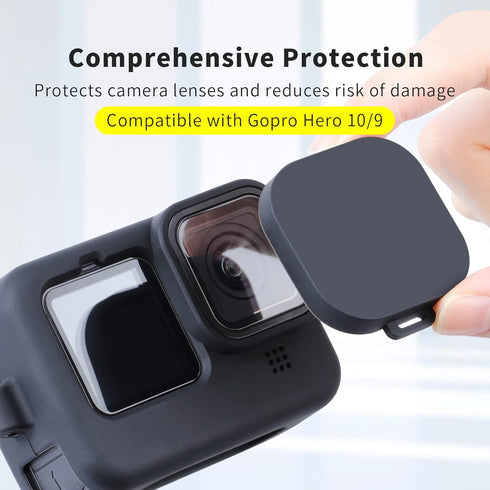 SEASKY 6 in 1 Protective Kit Accessories for Gopro Hero 12/11/10/9 Black Action Camera Silicone Shell Case Housing+3Pcs Glass Screen Protector+Dir...