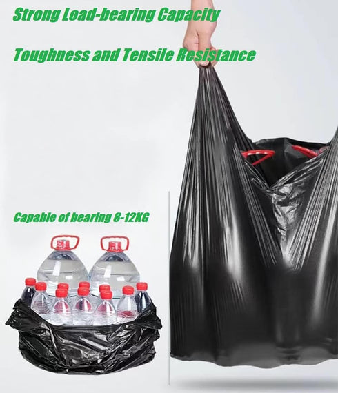 100 Count Trash Bags, jixik 5 Gallon Garbage Bags with Handlees 18''×23.6‘’ Unscented Black Trash Bag for Kitchen, Bedroom Livingroom, Bathroom...