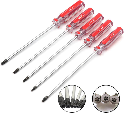 T15 T20 T25 T27 T30 Torx Screwdriver Set, 6inch Magnetic Torx Driver Star Bit Screwdrivers for Computer Repairing, Automobile Tools and Home Appli...