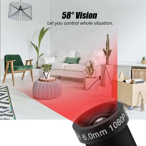 CCTV Camera Lens 6mm CCTV Camera Lens 2 Million Pixels 24-Hour IR Security Camera Lens with 58°Suitable for CCD chipsets of 1/3 and 1/4 inches...