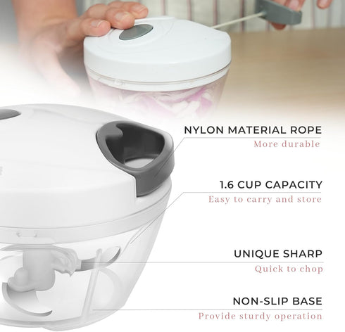 ZHANG XIAO QUAN SINCE 1628 Manual Food Chopper Hand Pull String Vegetable Cutter Onions Garlic Chopper Portable Food Mincer for Garlic Ginger Herb...