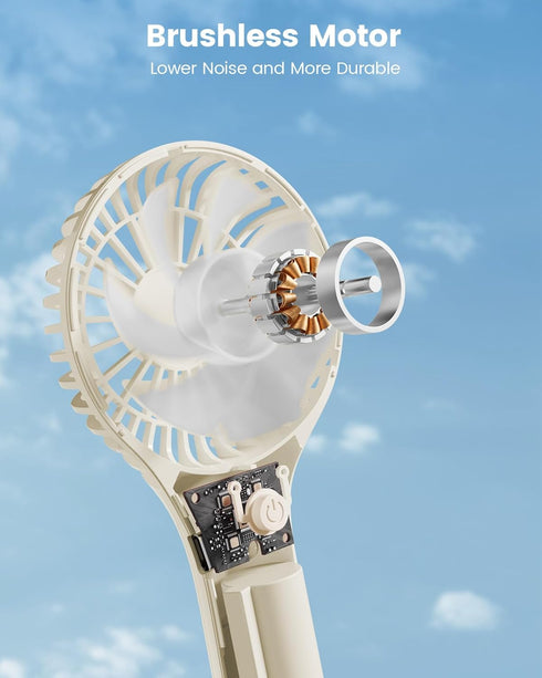 Handheld Fan, Portable Fan Mini Fan Powerful Hand Fan with 3 Speeds, USB Rechargeable Personal Fan, Makeup Lash Fan for Stylish Girls, Cute Small ...
